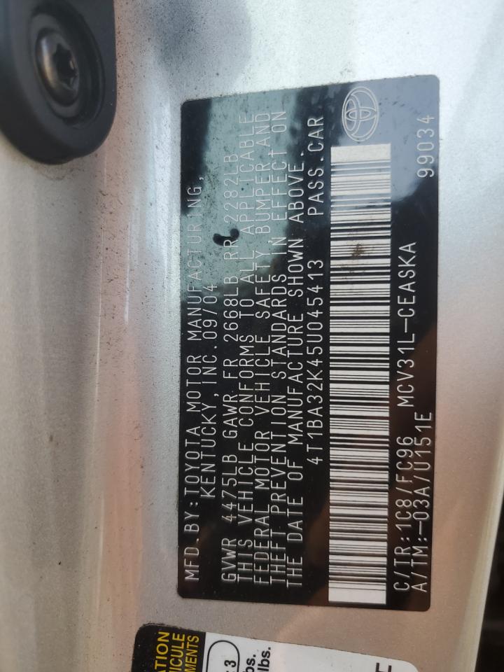 2005 Toyota Camry Se VIN: 4T1BA32K45U045413 Lot: 67155454