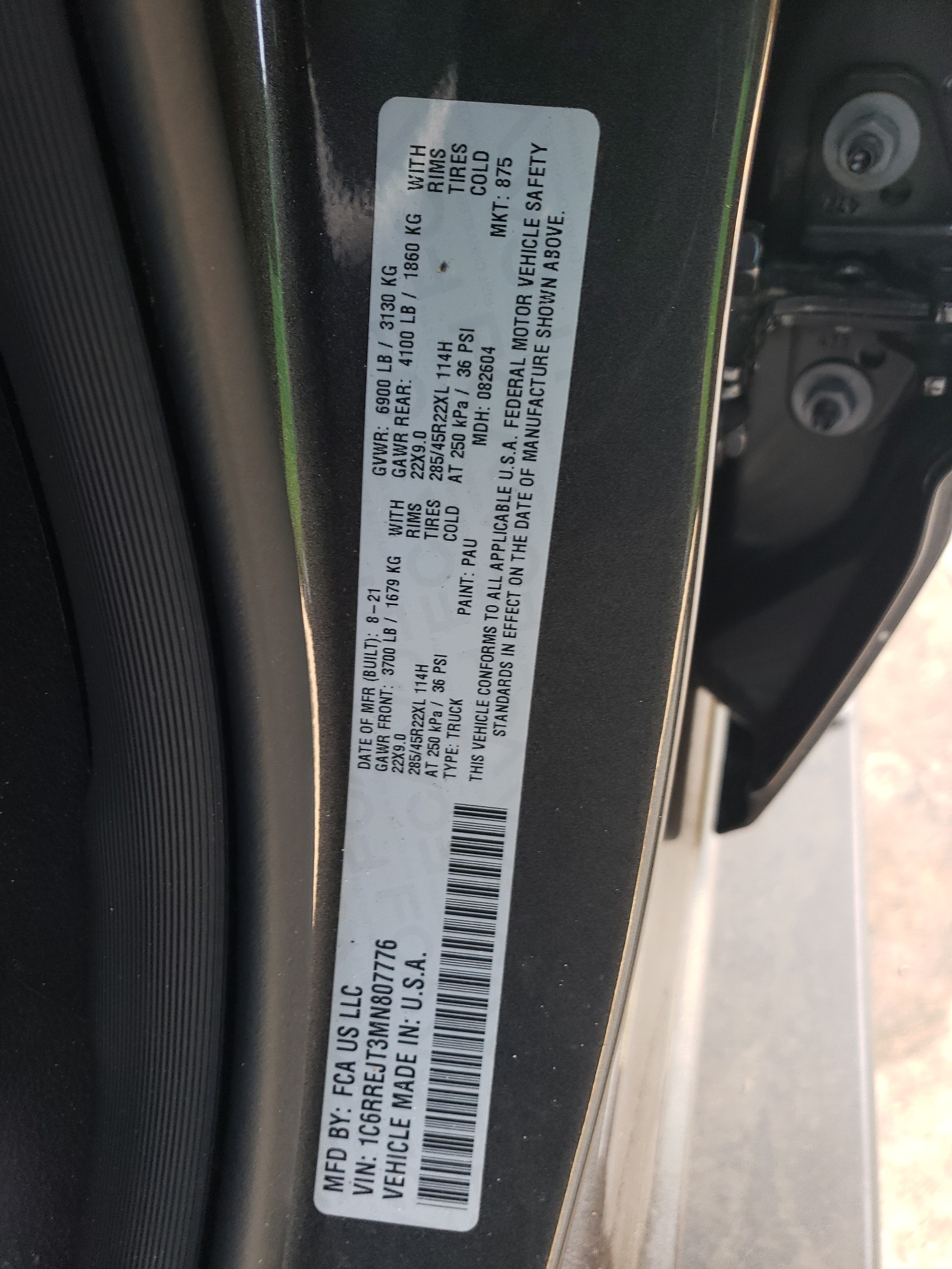 1C6RREJT3MN807776 2021 Ram 1500 Laramie