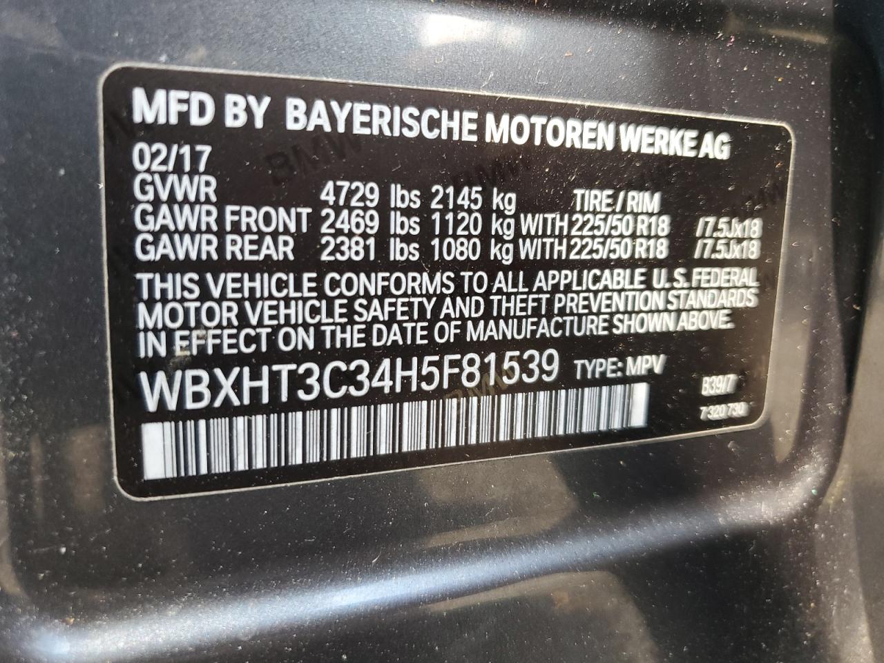 2017 BMW X1 xDrive28I VIN: WBXHT3C34H5F81539 Lot: 66841824