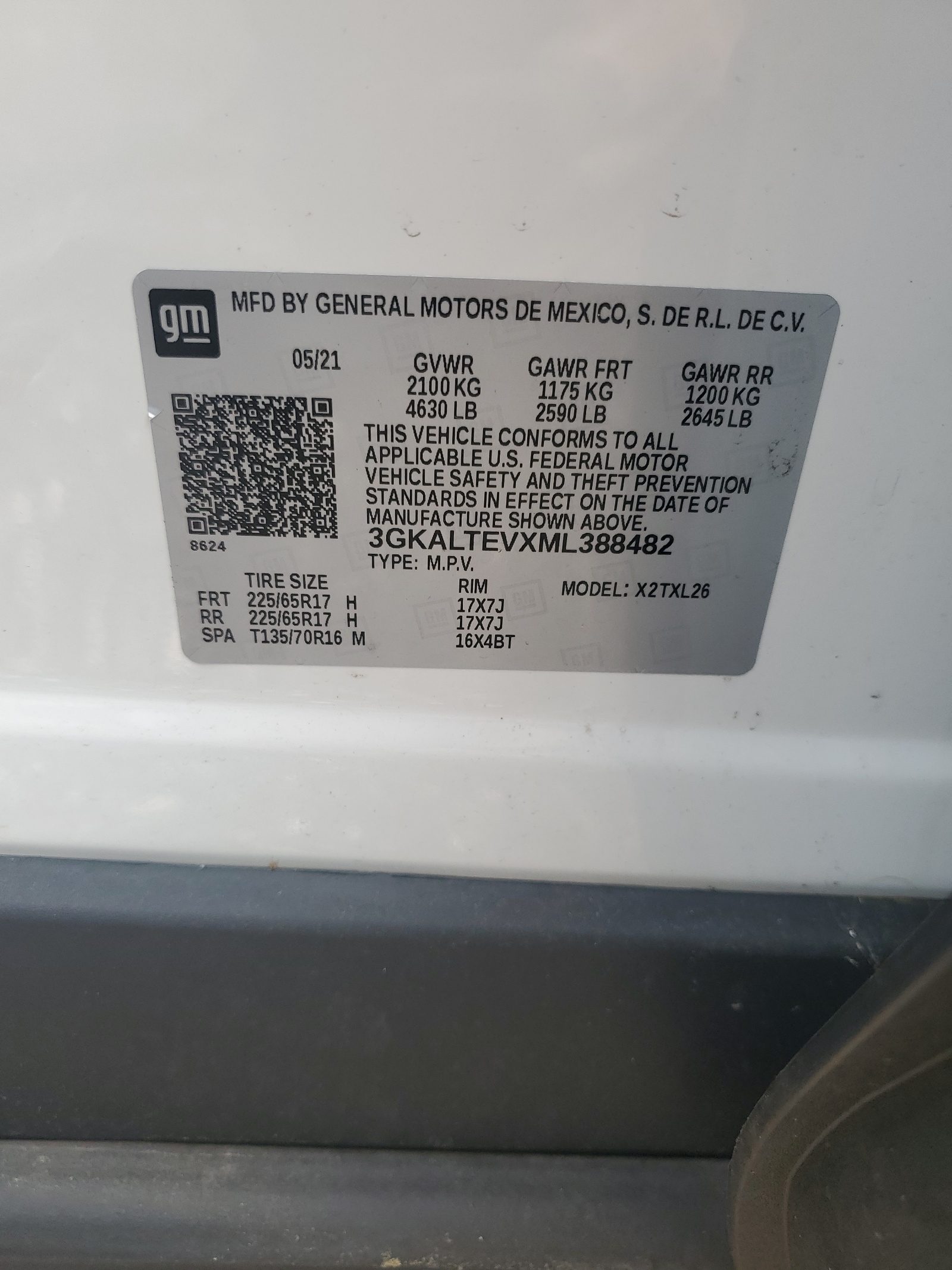 3GKALTEVXML388482 2021 GMC Terrain Sle
