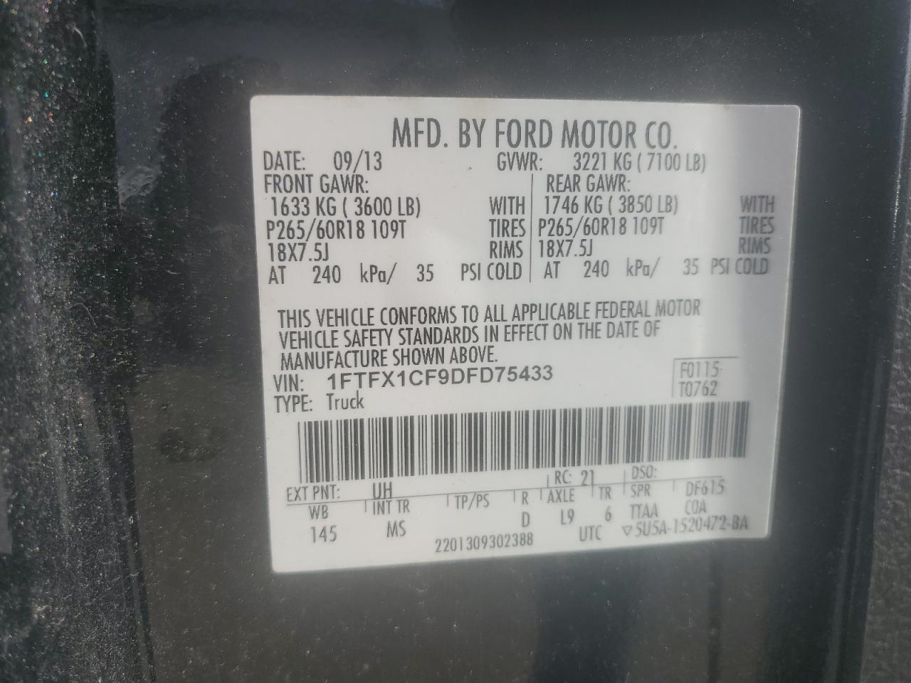 1FTFX1CF9DFD75433 2013 Ford F150 Super Cab