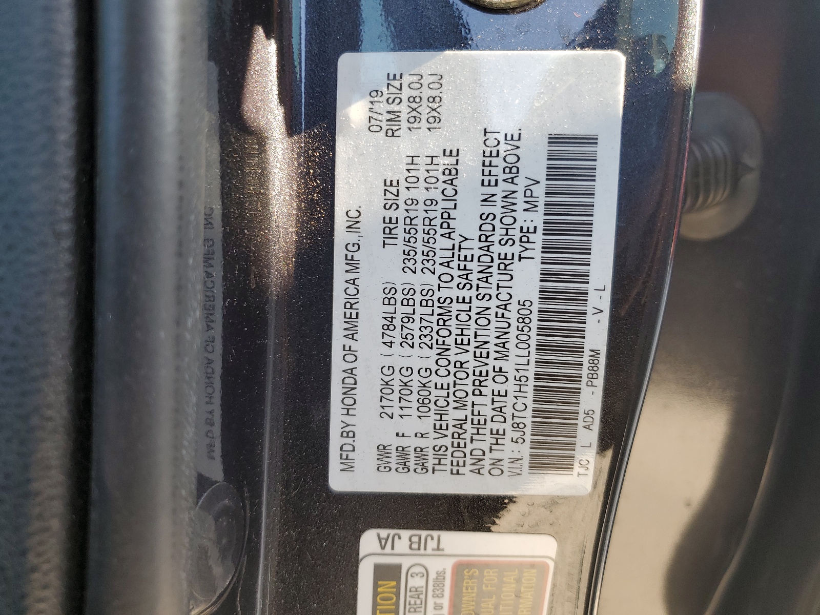 5J8TC1H51LL005805 2020 Acura Rdx Technology