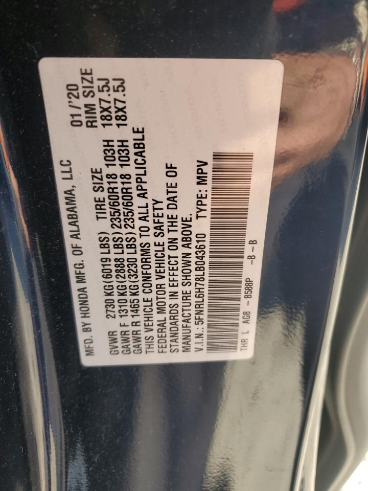 5FNRL6H78LB043610 2020 Honda Odyssey Exl