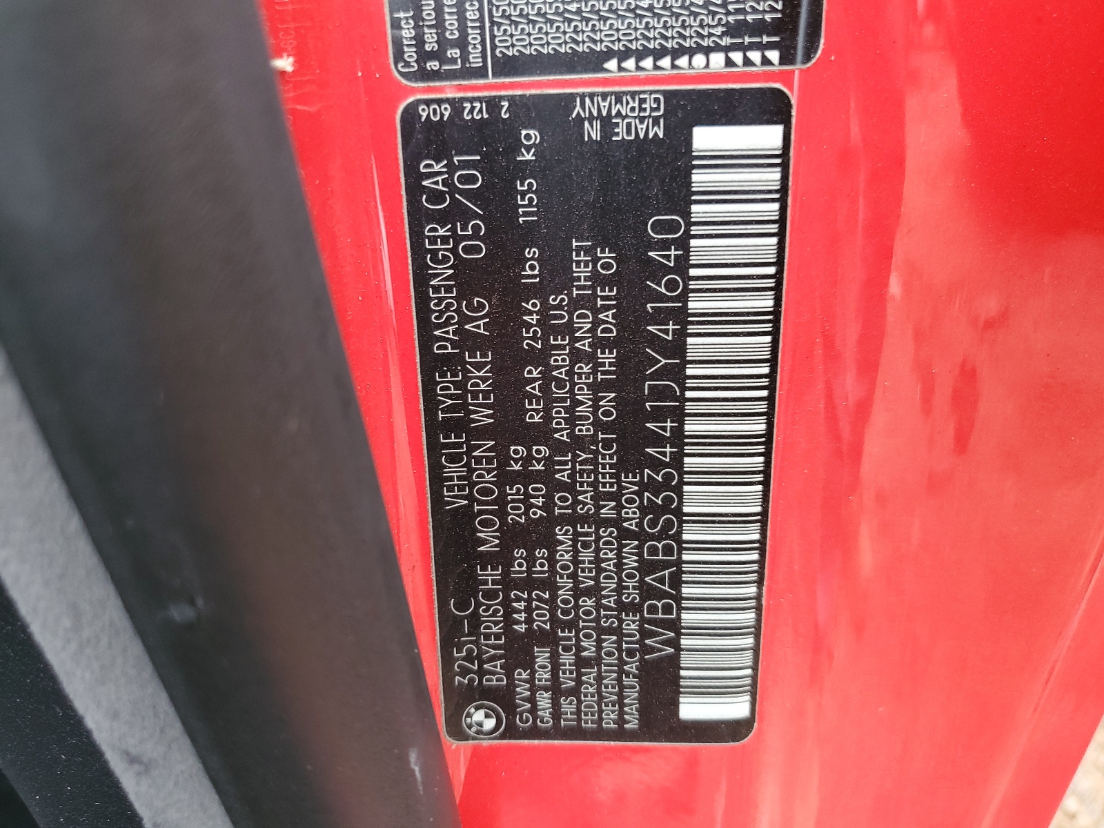 WBABS33441JY41640 2001 BMW 325 Ci