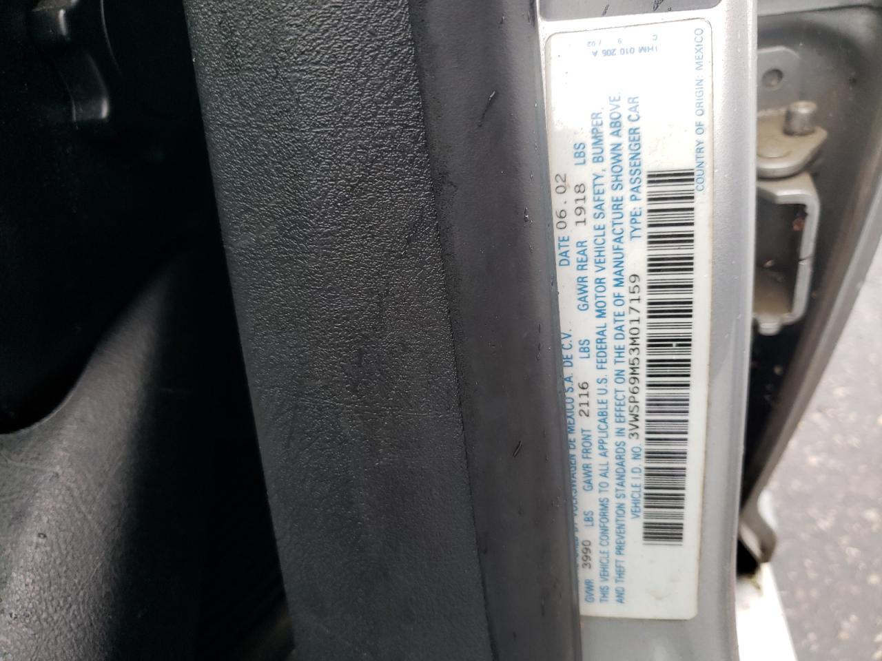 2003 Volkswagen Jetta Gls Tdi VIN: 3VWSP69M53M017159 Lot: 66102594