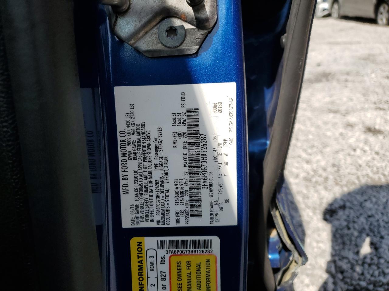 2017 Ford Fusion S VIN: 3FA6P0G73HR126282 Lot: 65619704