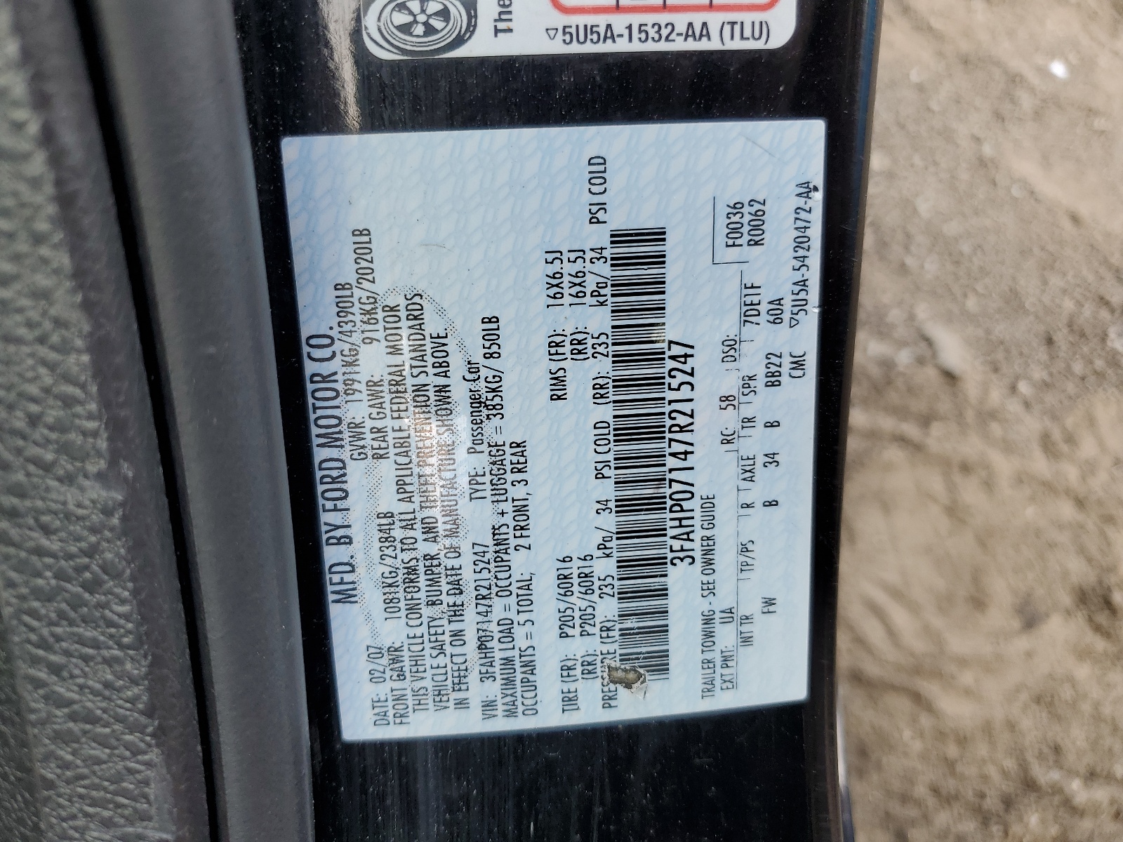 3FAHP07147R215247 2007 Ford Fusion Se