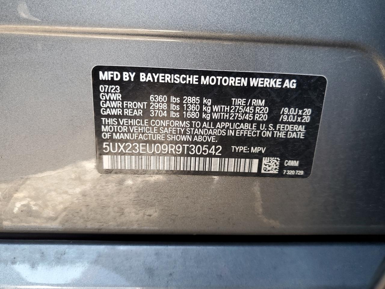 2024 BMW X5 xDrive40I VIN: 5UX23EU09R9T30542 Lot: 69431684