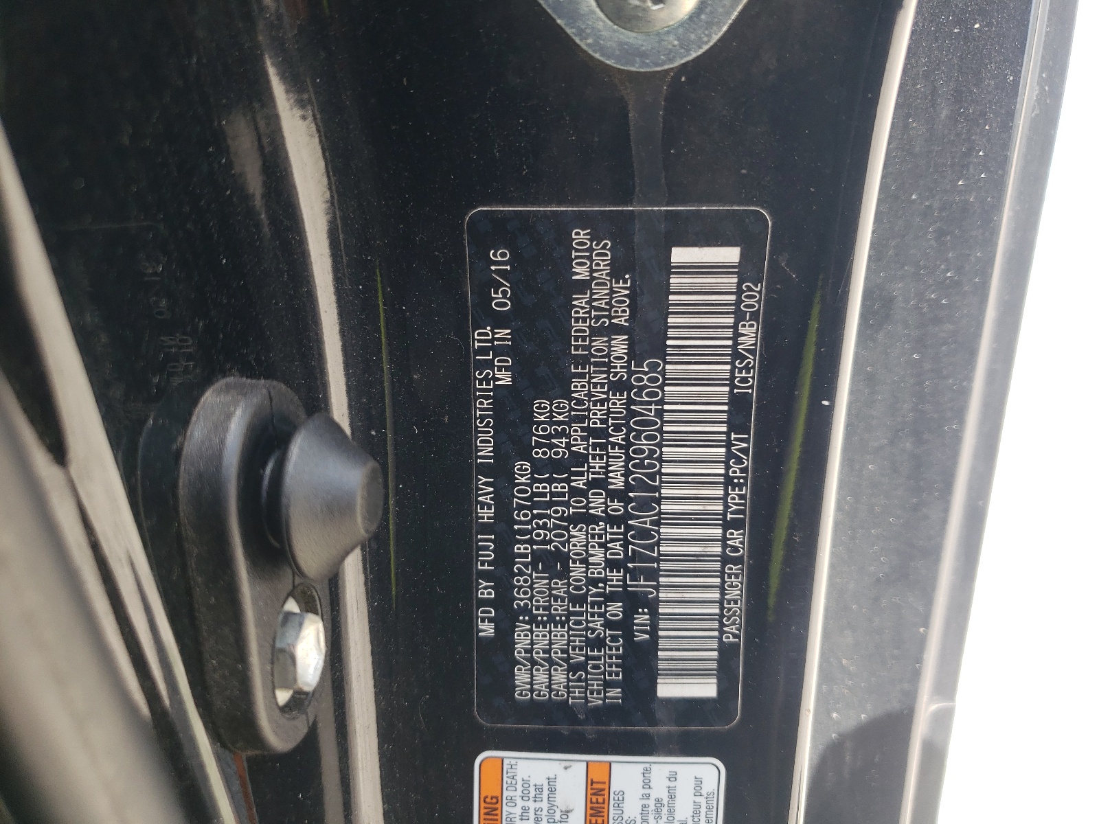 JF1ZCAC12G9604685 2016 Subaru Brz 2.0 Limited