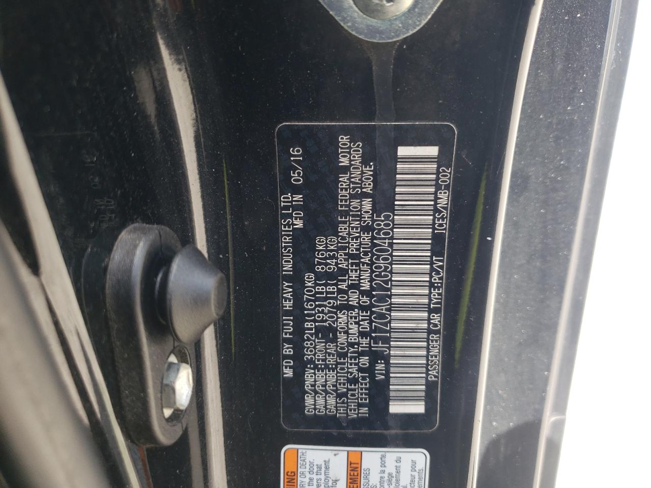 2016 Subaru Brz 2.0 Limited VIN: JF1ZCAC12G9604685 Lot: 65967504