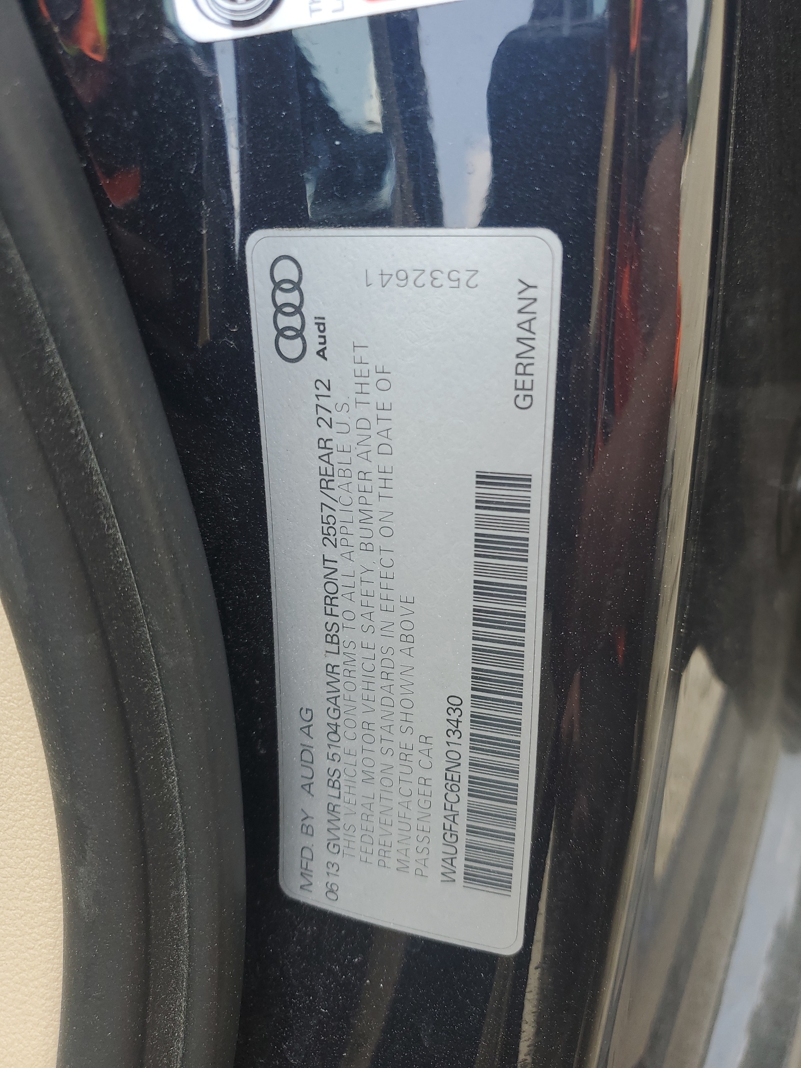 WAUGFAFC6EN013430 2014 Audi A6 Premium Plus