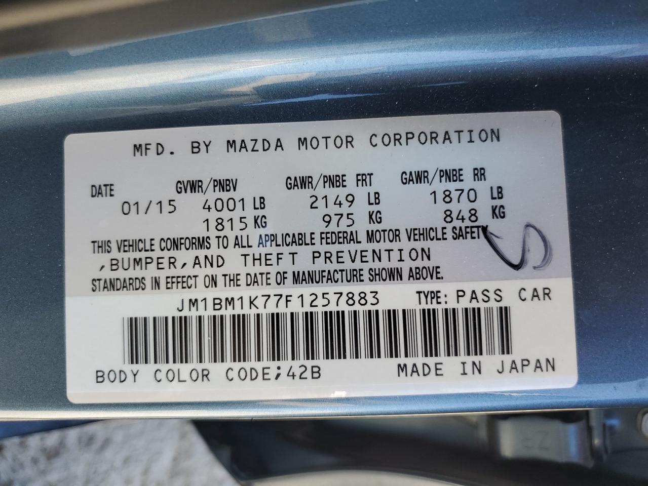 JM1BM1K77F1257883 2015 Mazda 3 Sport