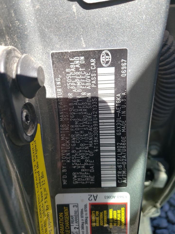 4T1BK3DB9BU421335 2011 Toyota Avalon Base