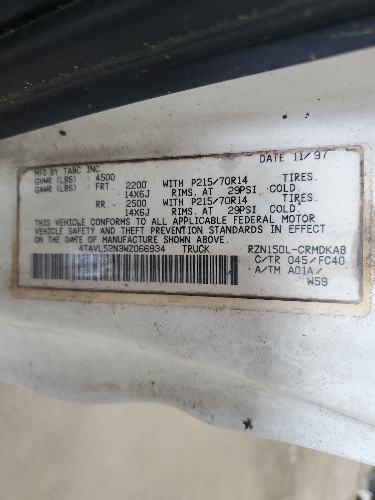 4TAVL52N3WZ066934 1998 Toyota Tacoma Xtracab