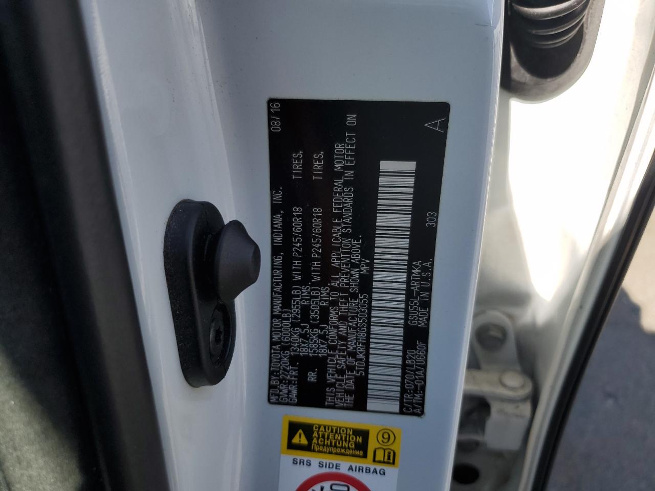 2016 Toyota Highlander Xle VIN: 5TDJKRFH8GS503055 Lot: 64803664