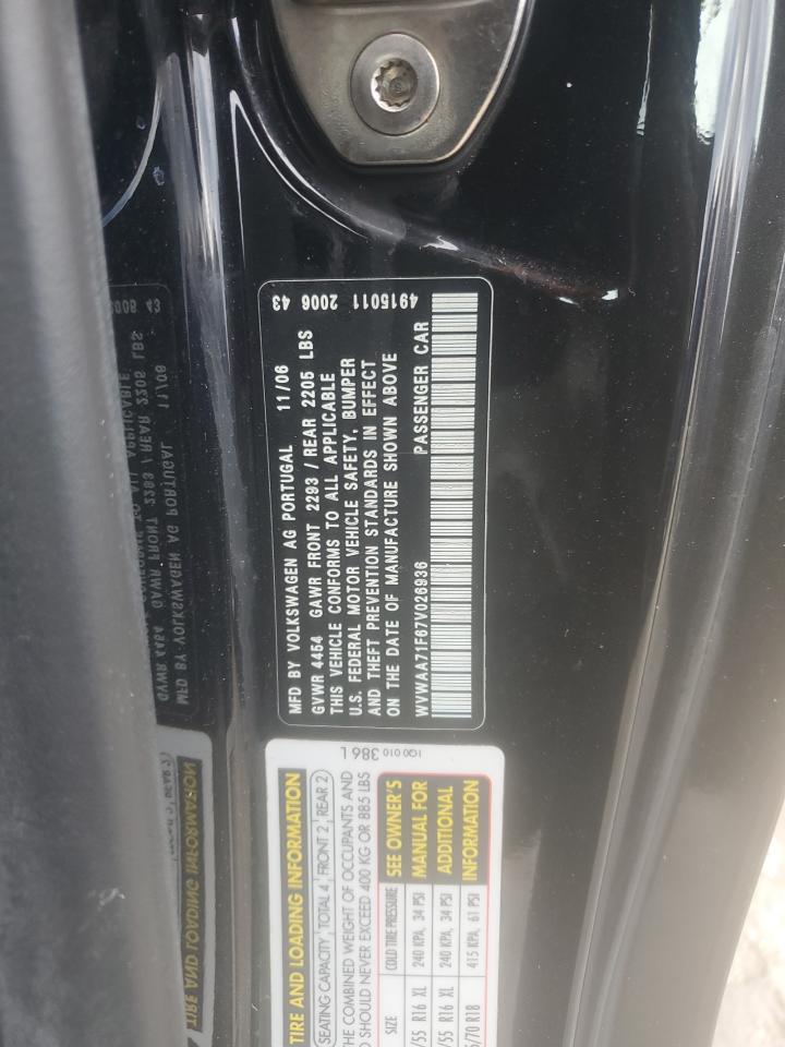 2007 Volkswagen Eos Base VIN: WVWAA71F67V026936 Lot: 68910664