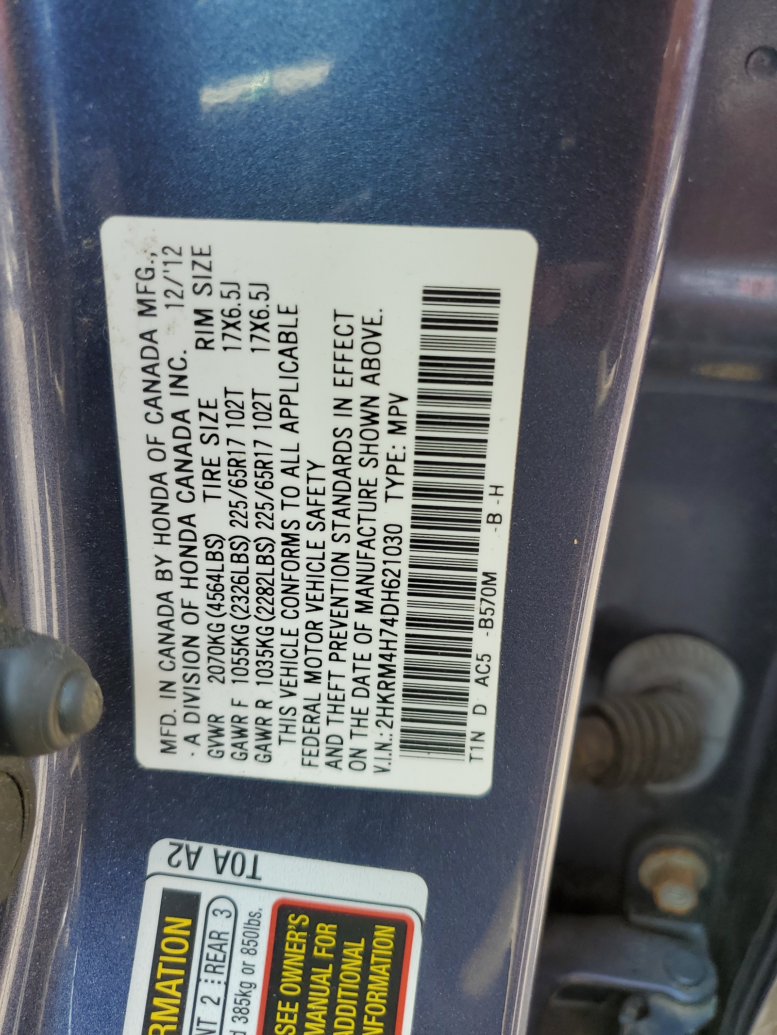 2HKRM4H74DH621030 2013 Honda Cr-V Exl