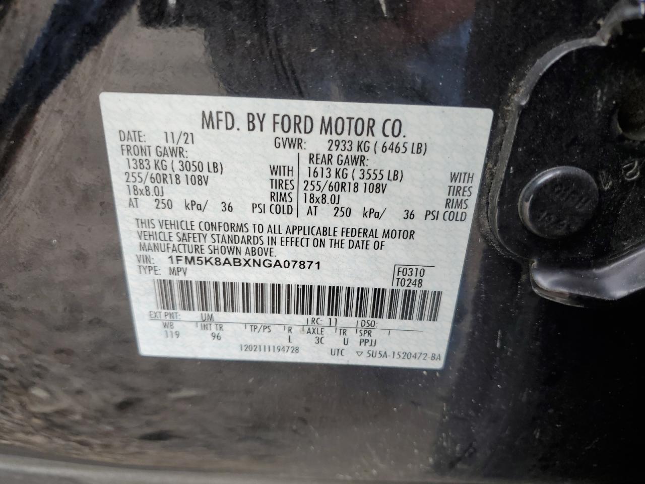 1FM5K8ABXNGA07871 2022 FORD EXPLORER - Image 13