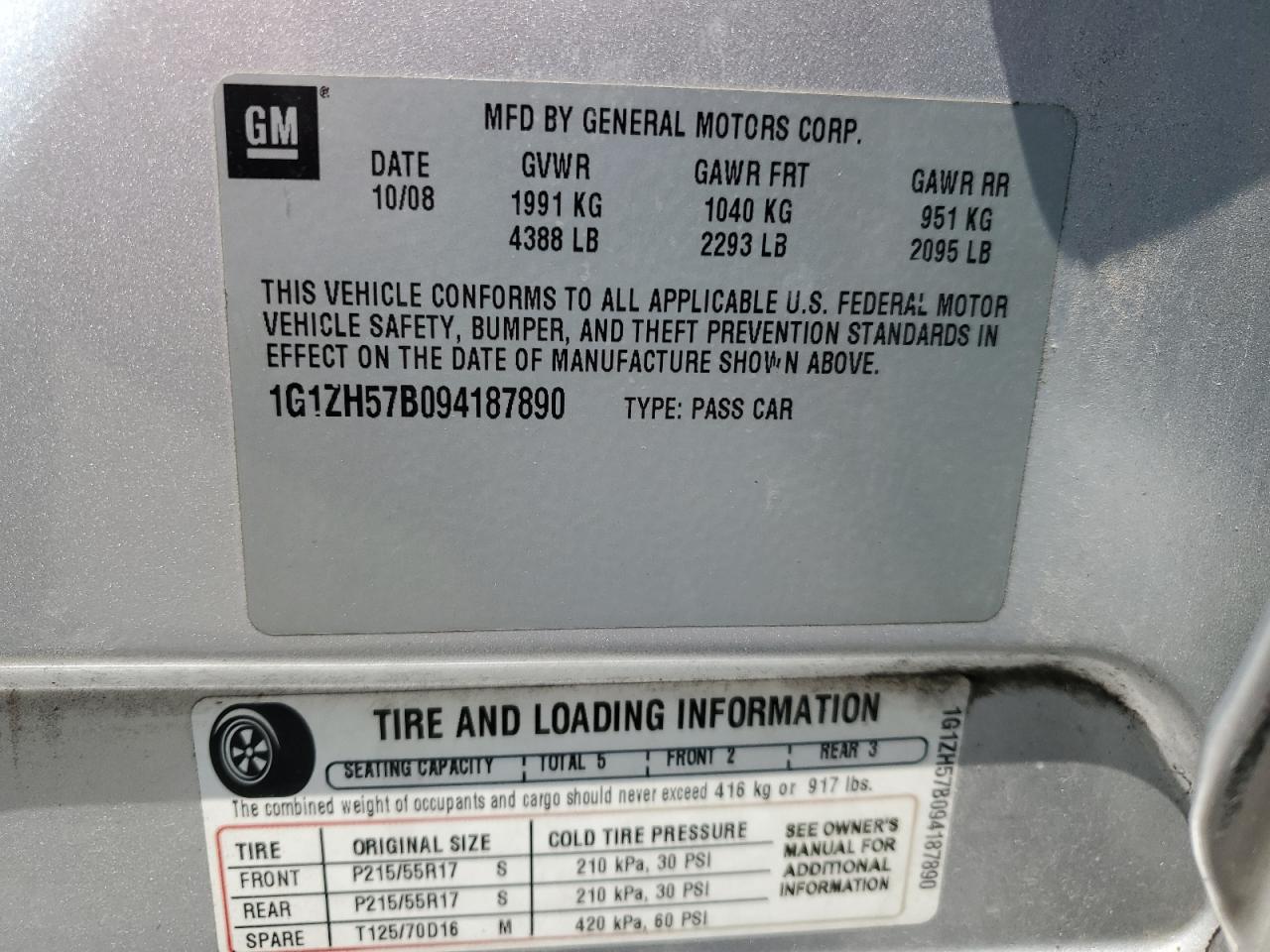 2009 Chevrolet Malibu 1Lt VIN: 1G1ZH57B094187890 Lot: 67072304