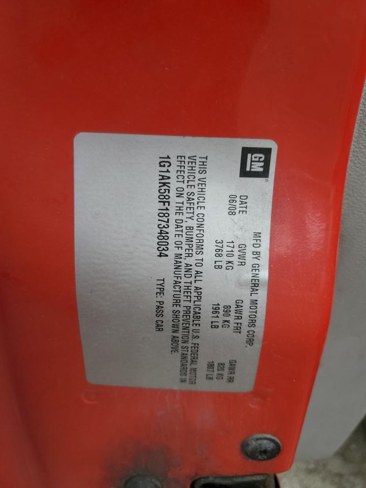 2008 Chevrolet Cobalt Ls VIN: 1G1AK58F187348034 Lot: 68630894