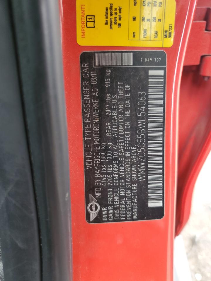 2011 Mini Cooper S Countryman VIN: WMWZC5C55BWL54063 Lot: 66394814