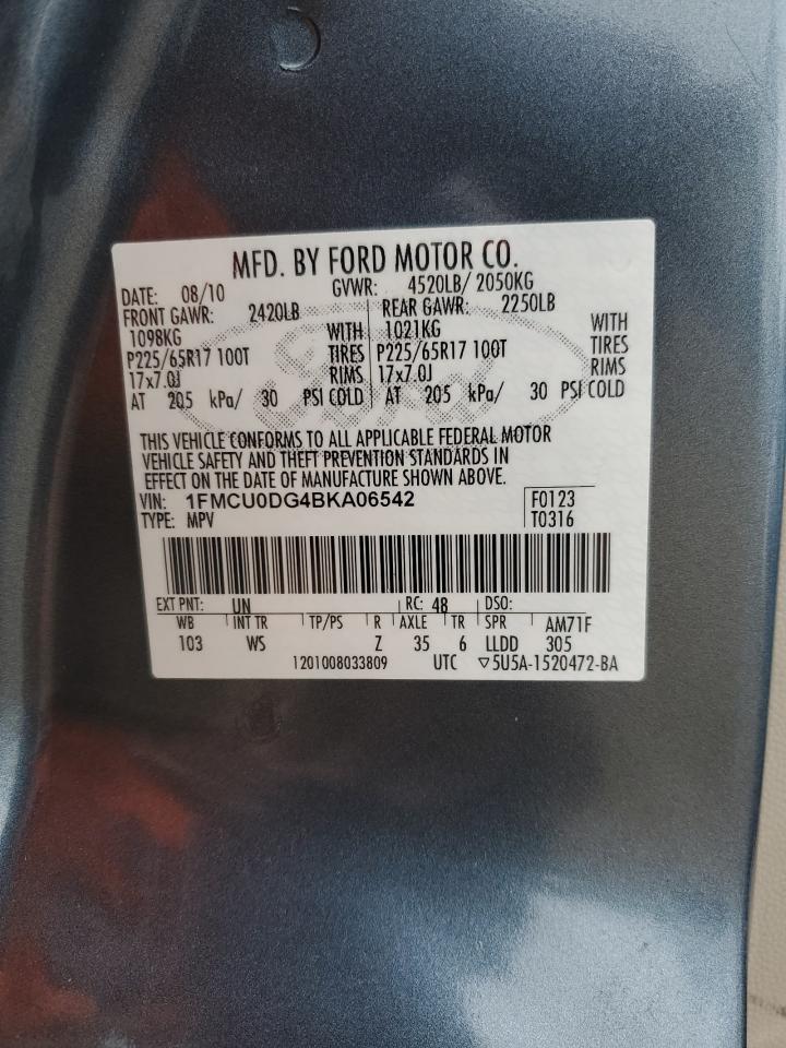 2011 Ford Escape Xlt VIN: 1FMCU0DG4BKA06542 Lot: 67356644