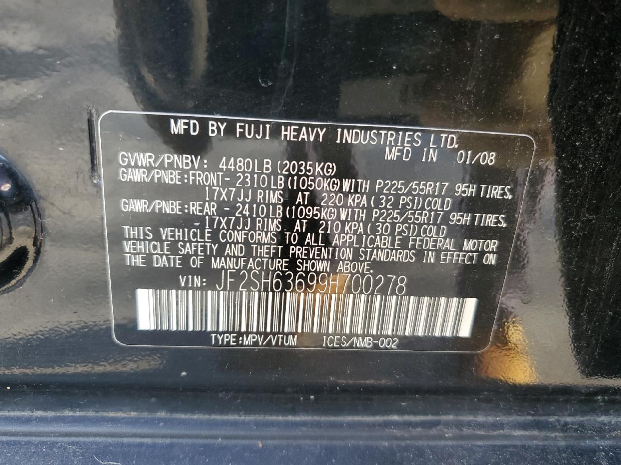 2009 Subaru Forester 2.5X Premium VIN: JF2SH63699H700278 Lot: 66616294