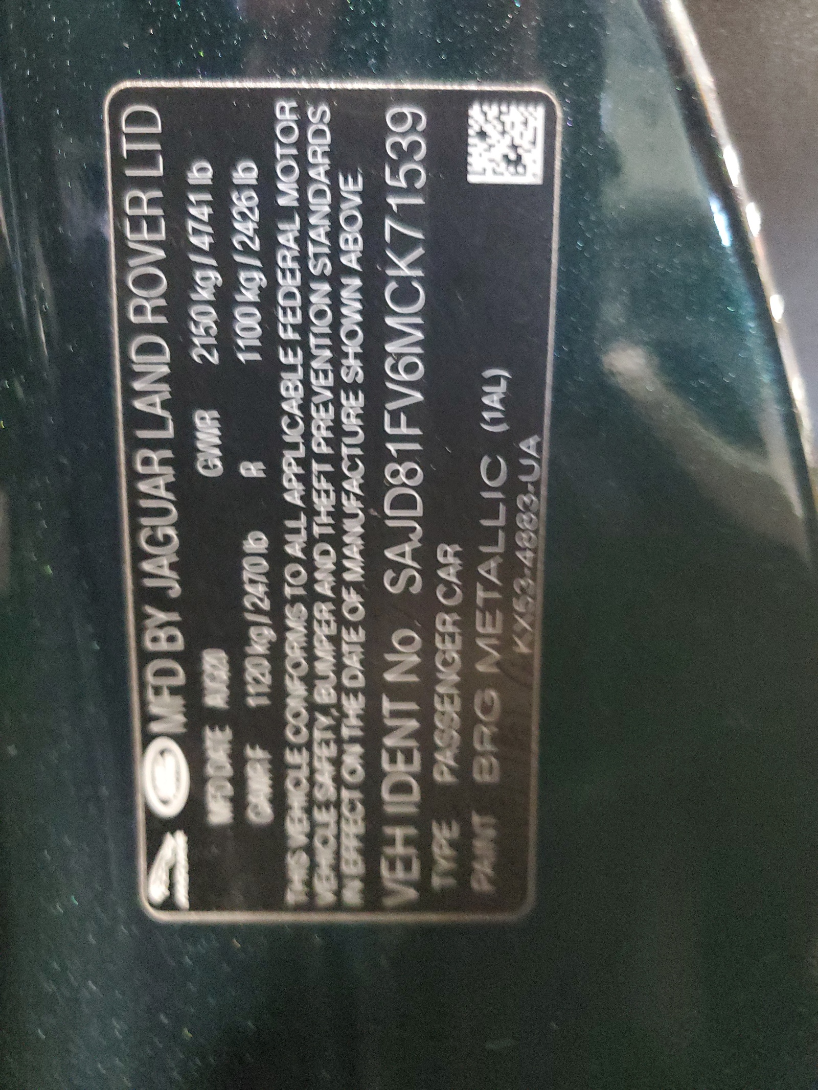 SAJD81FV6MCK71539 2021 Jaguar F-Type R Dynamic