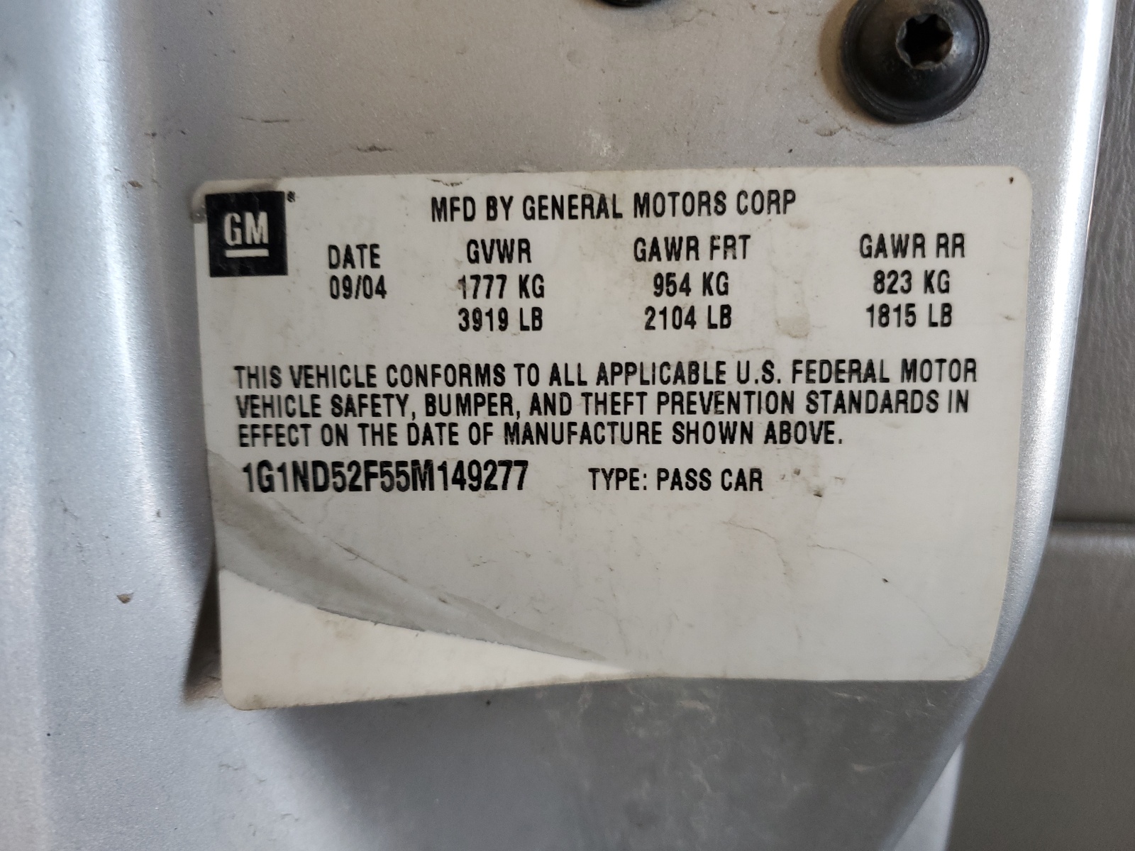 1G1ND52F55M149277 2005 Chevrolet Classic