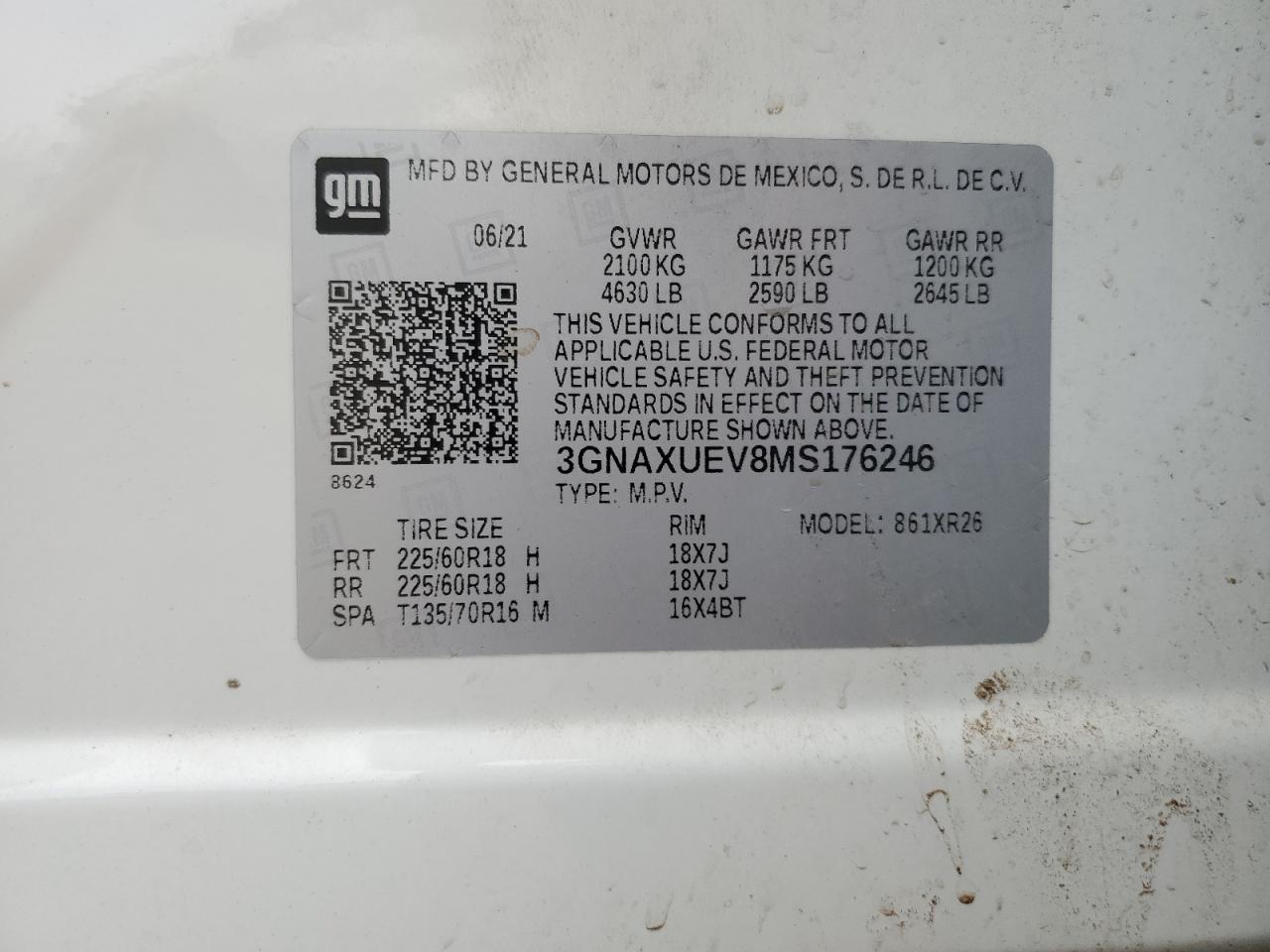 3GNAXUEV8MS176246 2021 CHEVROLET EQUINOX - Image 13