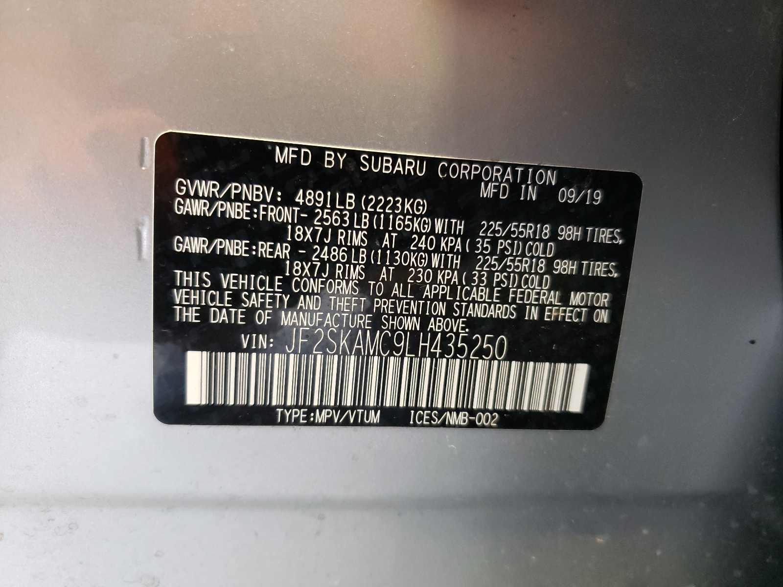 JF2SKAMC9LH435250 2020 Subaru Forester Sport