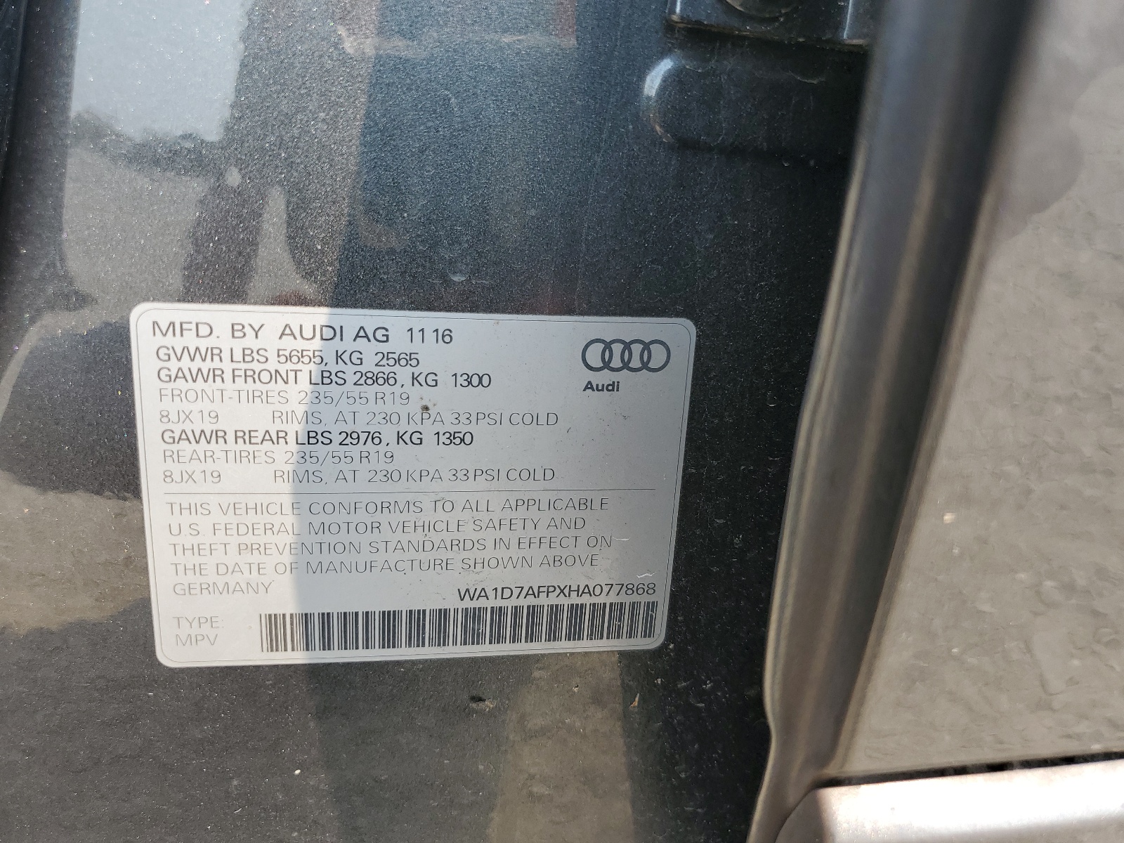 WA1D7AFPXHA077868 2017 Audi Q5 Premium Plus S-Line