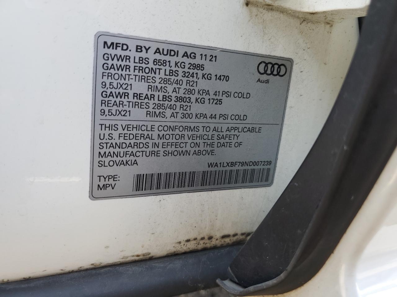 WA1LXBF79ND007239 2022 Audi Q7 Premium Plus