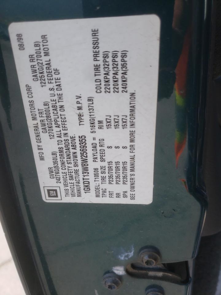 1998 GMC Jimmy VIN: 1GKDT13W8W2569355 Lot: 65409604
