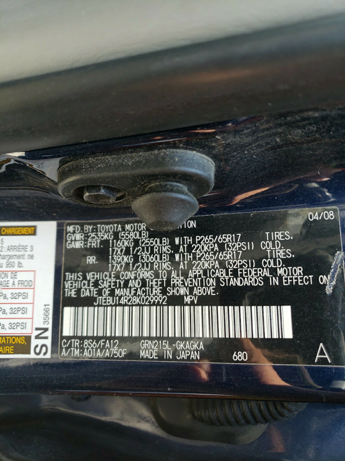 JTEBU14R28K029992 2008 Toyota 4Runner Sr5