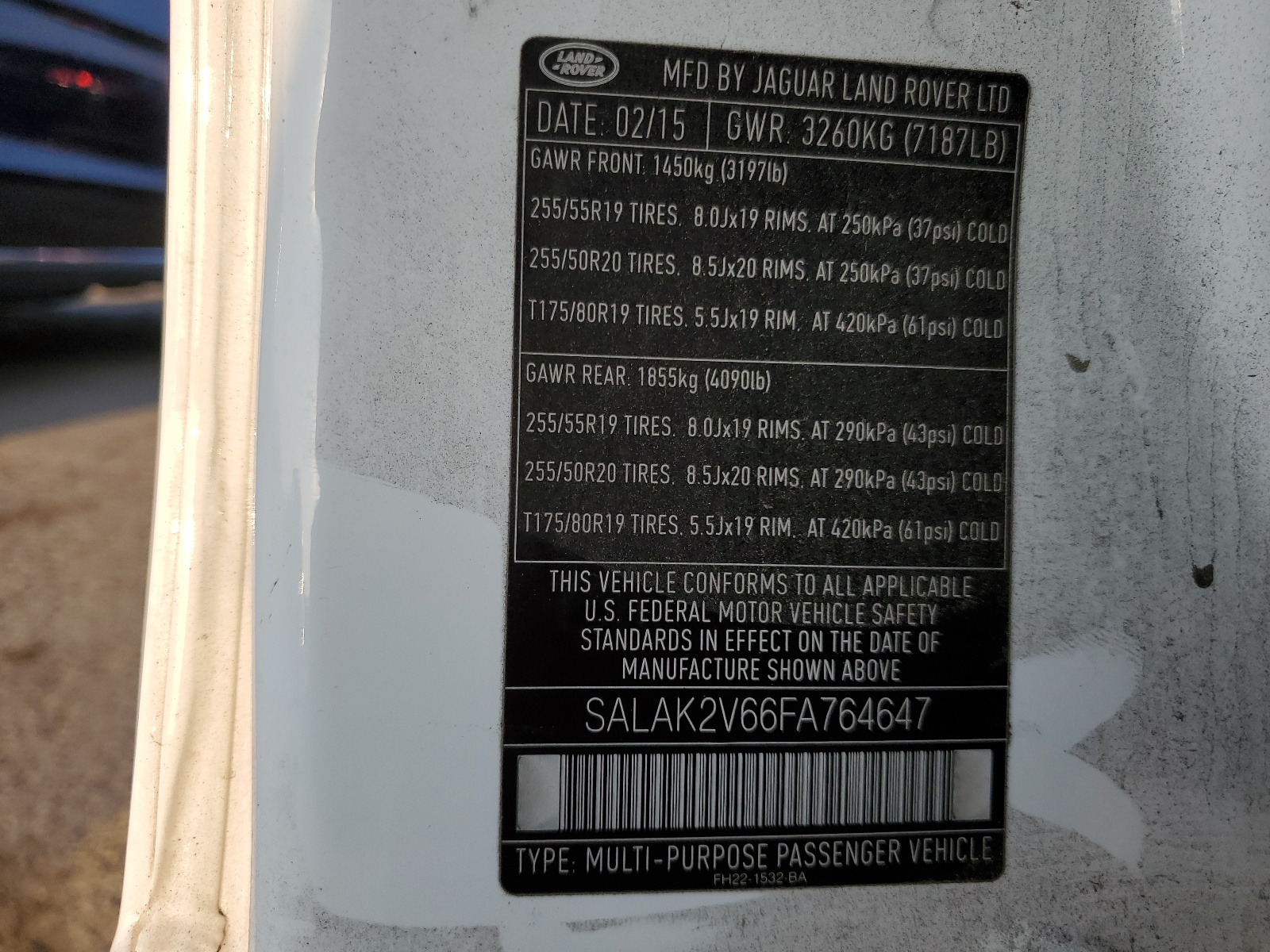 SALAK2V66FA764647 2015 Land Rover Lr4 Hse Luxury