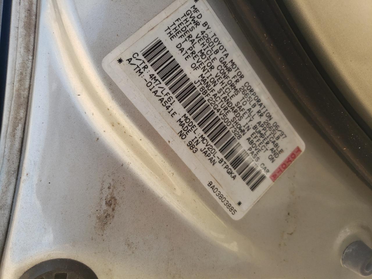 1997 Lexus Es 300 VIN: JT8BF22G4V5007328 Lot: 67314914