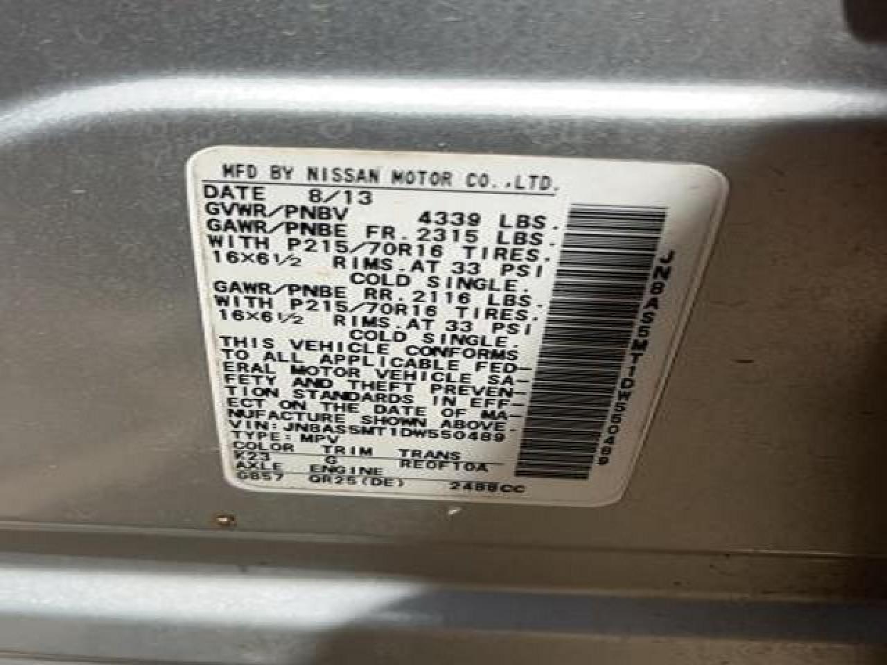 JN8AS5MT1DW550489 2013 Nissan Rogue S