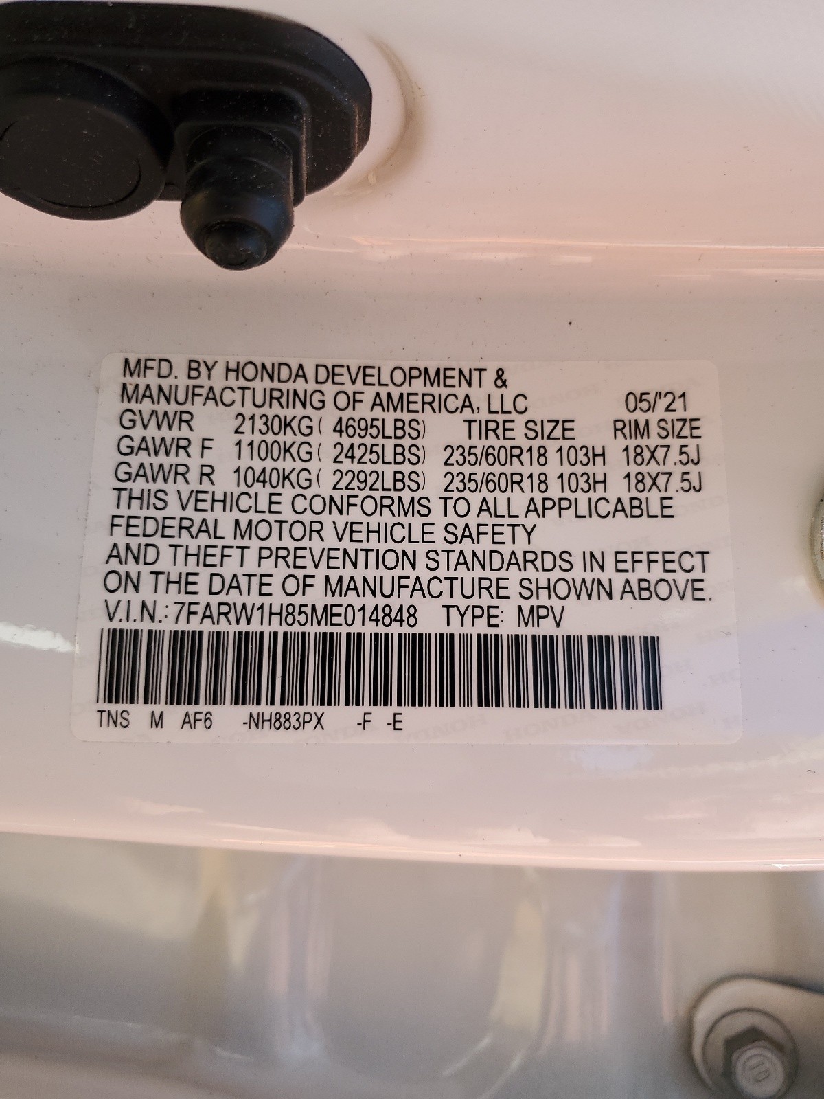 7FARW1H85ME014848 2021 Honda Cr-V Exl