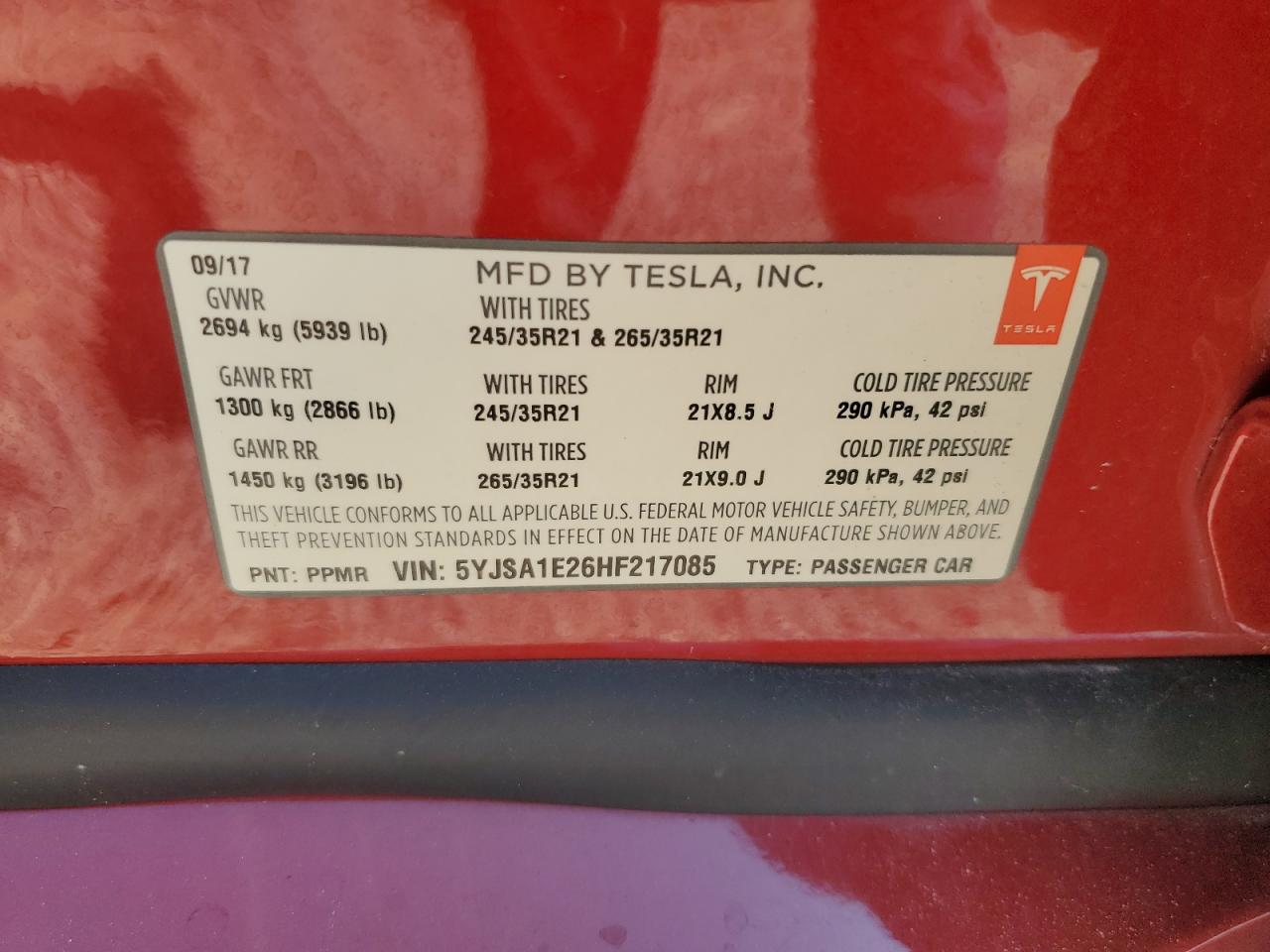 5YJSA1E26HF217085 2017 Tesla Model S