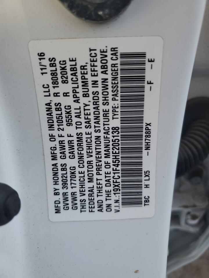 19XFC1F45HE205138 2017 Honda Civic Ex