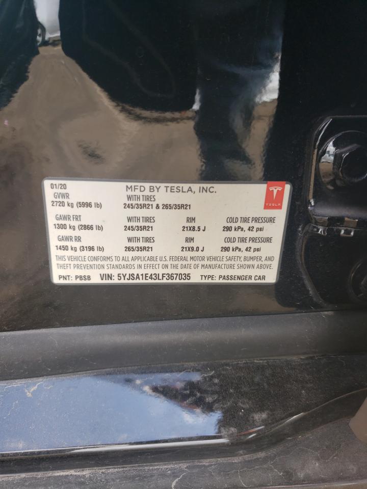 5YJSA1E43LF367035 2020 Tesla Model S