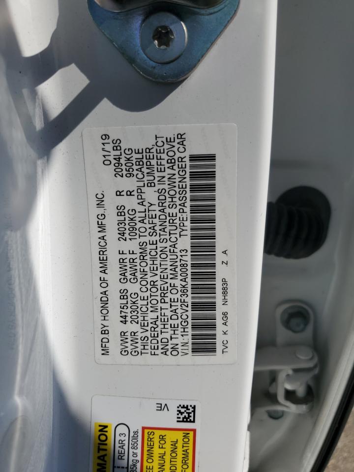 1HGCV2F36KA008713 2019 HONDA ACCORD - Image 12