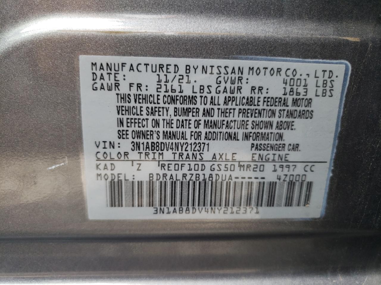 3N1AB8DV4NY212371 2022 Nissan Sentra Sr