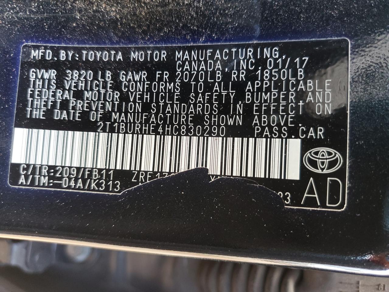 2T1BURHE4HC830290 2017 TOYOTA COROLLA - Image 12