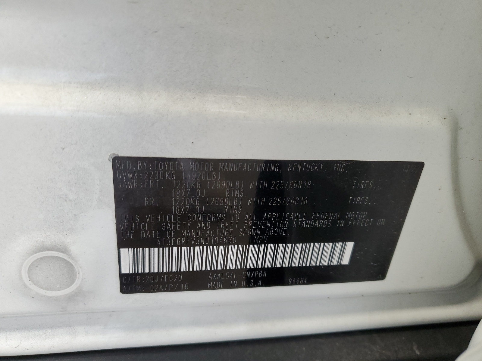 4T3E6RFV3NU104660 2022 Toyota Rav4 Xse