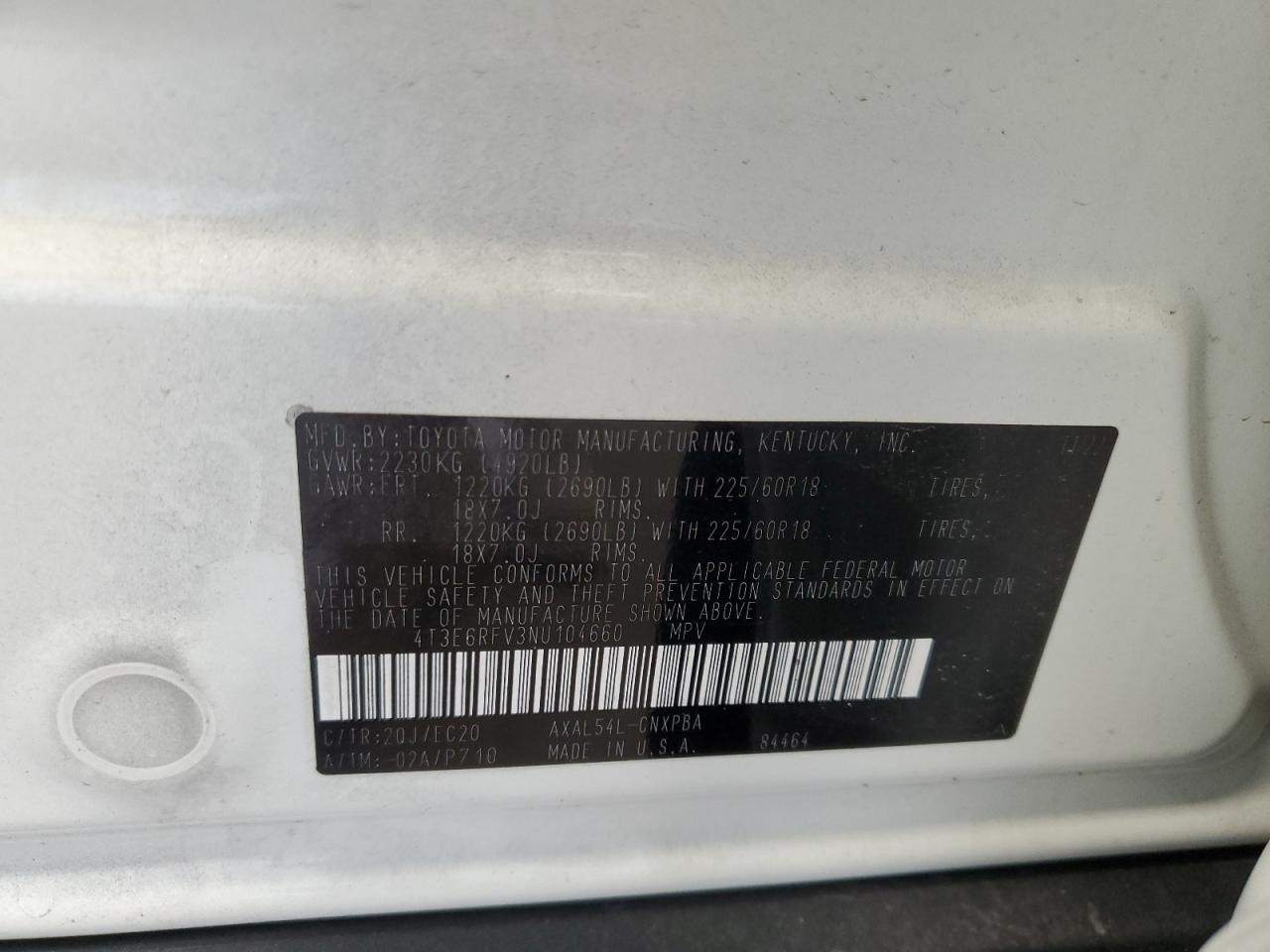 2022 Toyota Rav4 Xse VIN: 4T3E6RFV3NU104660 Lot: 67638284