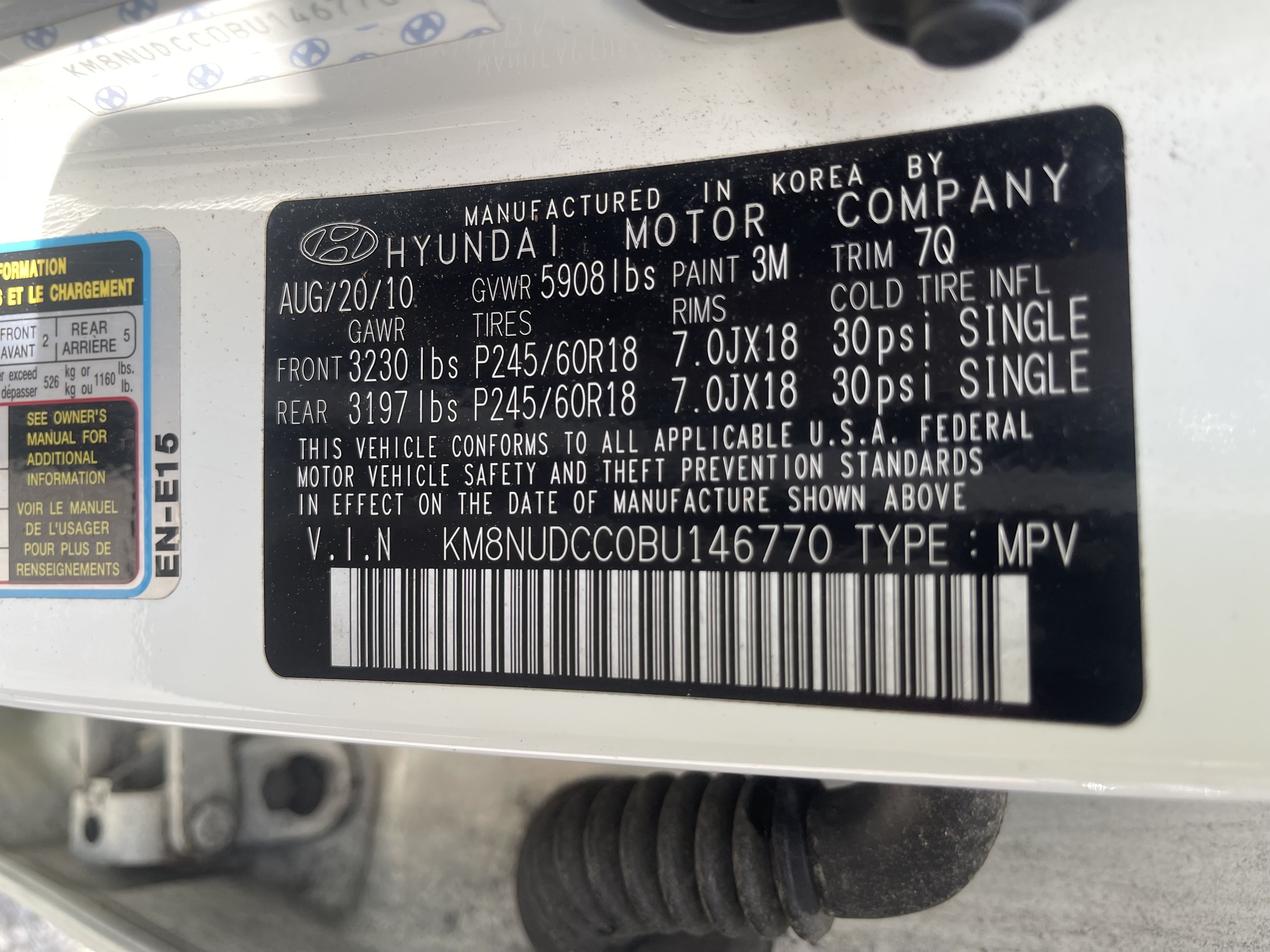 KM8NUDCC0BU146770 2011 Hyundai Veracruz Gls