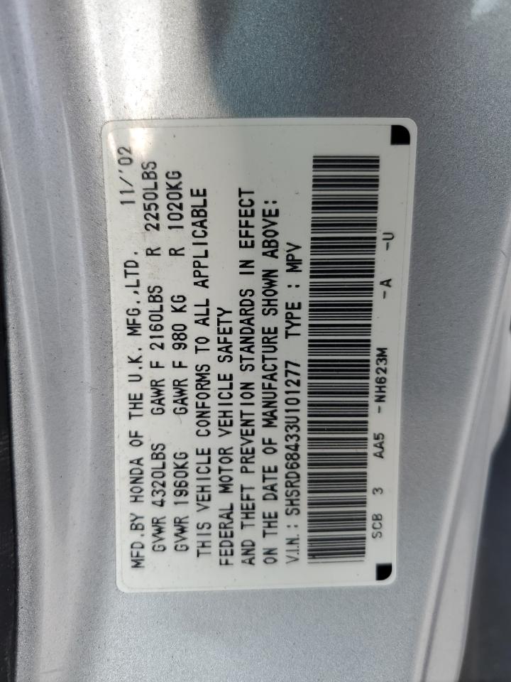 2003 Honda Cr-V Lx VIN: SHSRD68433U101277 Lot: 65999104