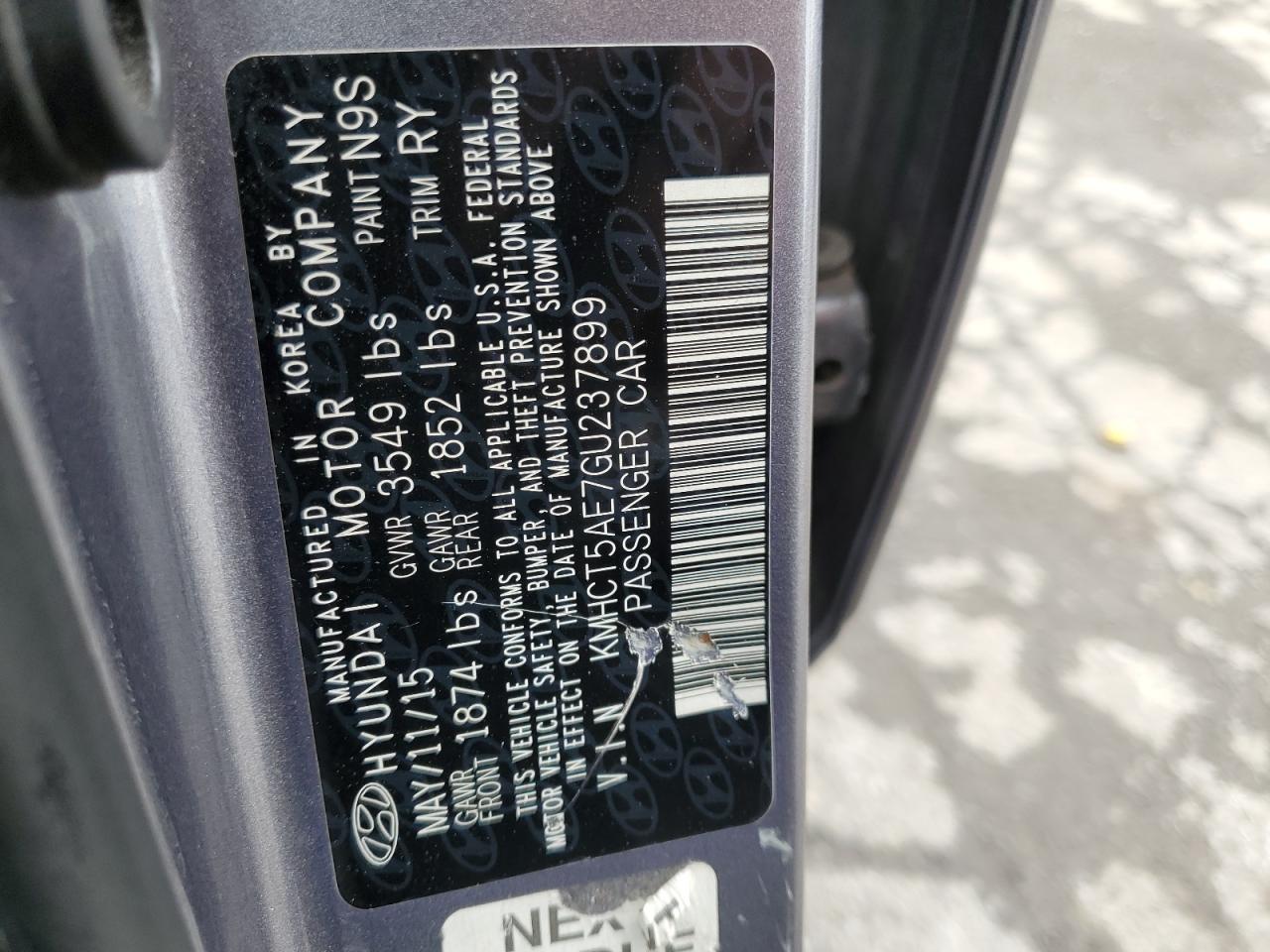 2016 Hyundai Accent Se VIN: KMHCT5AE7GU237899 Lot: 65938814